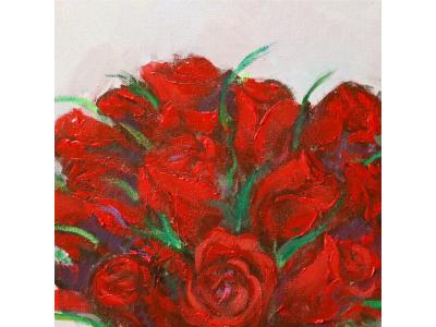 《玫瑰瓶花》油画原创（共享租赁一个月单价45元）