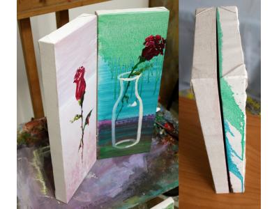《站立的野玫瑰》油画原创（共享租赁一个月单价90元）李靖坤-花