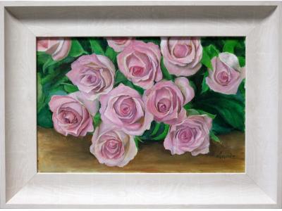 《粉玫瑰花束》油画原创（共享租赁一个月单价29元）
