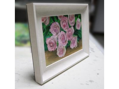 《粉玫瑰花束》油画原创（共享租赁一个月单价29元）
