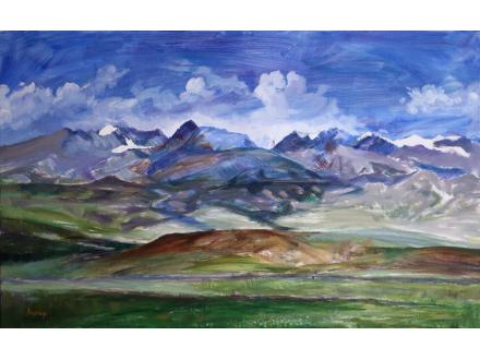 《西藏唐古拉》油画原创（共享租赁一个月单价99元）雪山-和平