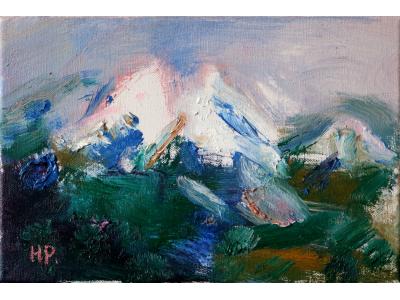《雪山2号》油画原创（共享租赁一个月单价30元）和平