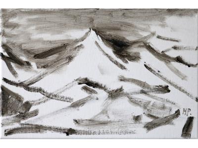 《雪山4号》油画原创（共享租赁一个月单价30元）和平
