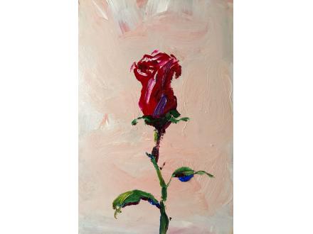 《站立的玫瑰》油画原创（共享租赁一个月单价30元）和平-花