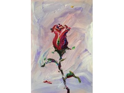《站立的紫玫瑰》油画原创（共享租赁一个月单价30元）和平-花